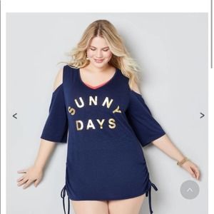 SUNNY DAYS COLD SHOULDER TEE SWIM COVER-UP